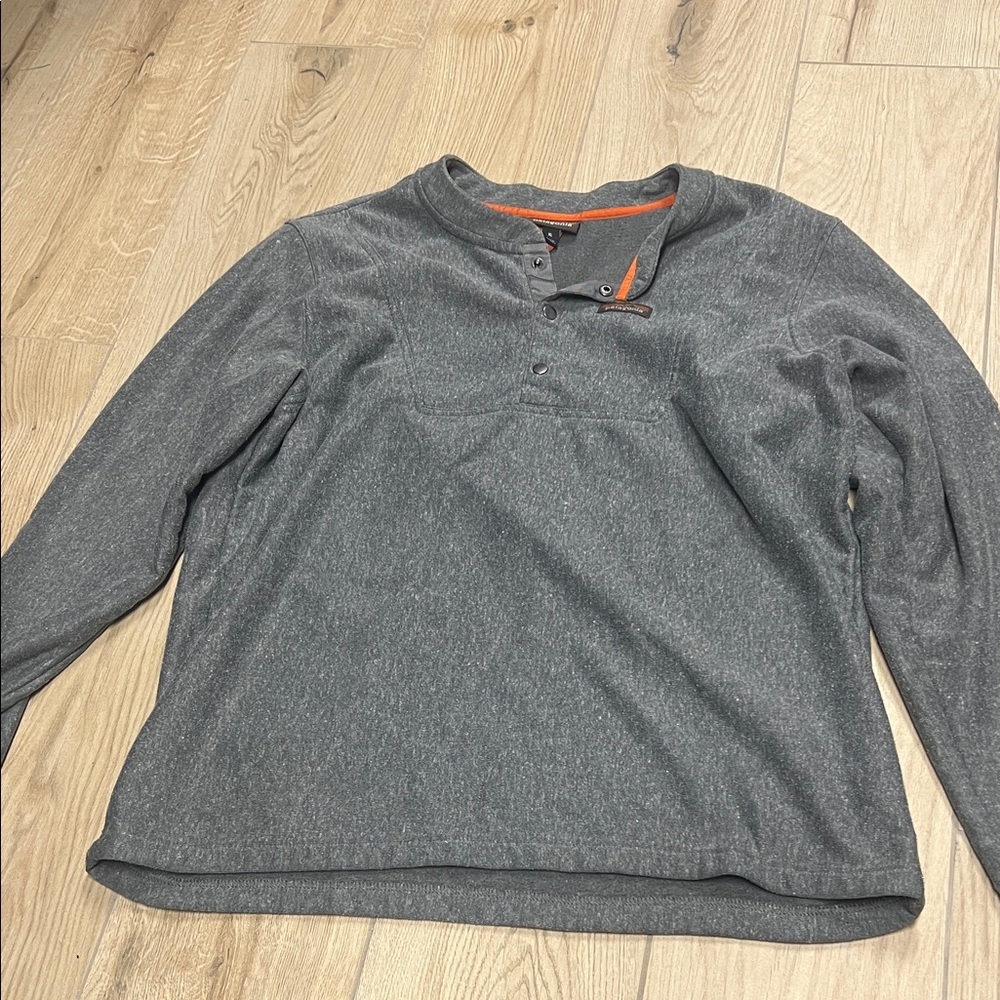 Patagonia Charcoal Henley Shirt with Orange Accents
